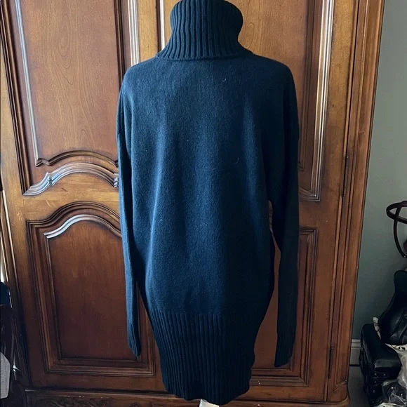 The Front Row Black Turtleneck Cashmere and Cotton long Sweater, NWT